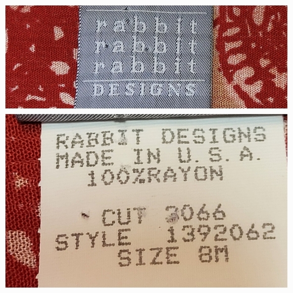 Vintage RABBIT RABBIT RABBIT DESIGNS Red and Orange BOHO Skirt Set - Size 8 - Picture 3 of 4